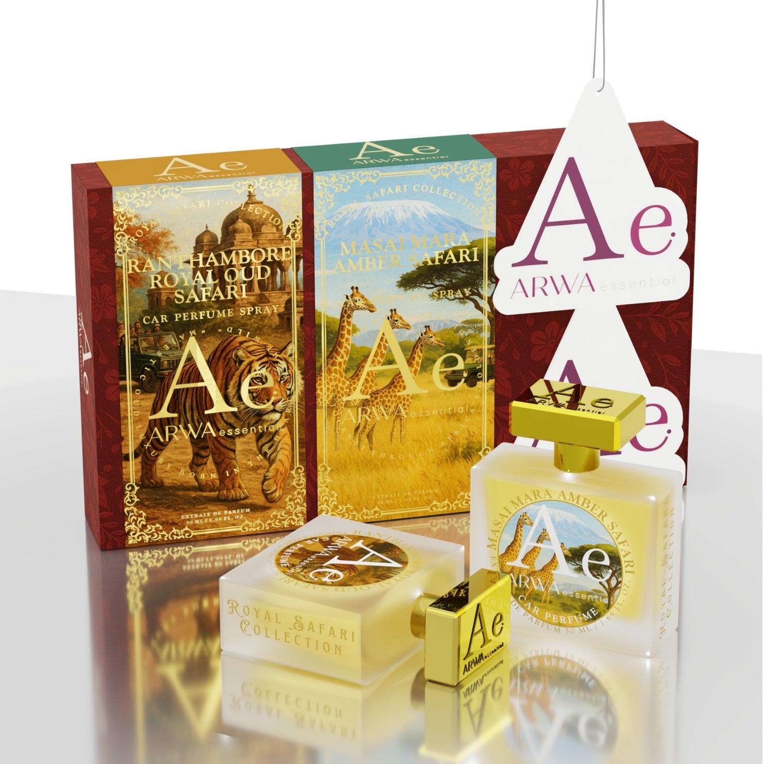Masai Mara Amber Safari + Ranthambore Royal Oud Safari Car Perfume Spray | 50ml Each
