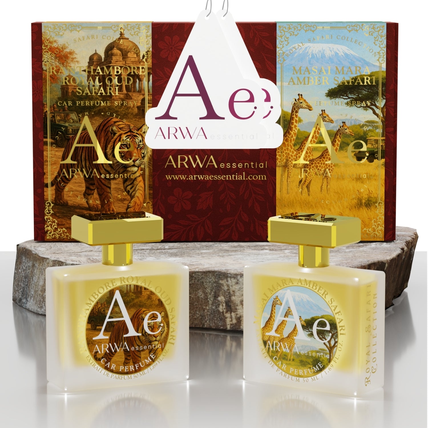 Masai Mara Amber Safari + Ranthambore Royal Oud Safari Car Perfume Spray | 50ml Each