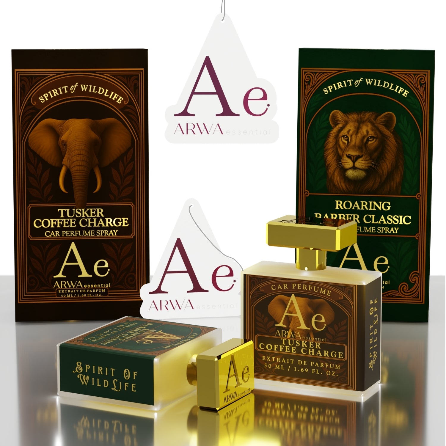 Roaring Barber Classic + Tusker Coffee Charge Car Perfume Spray | 50ml Each