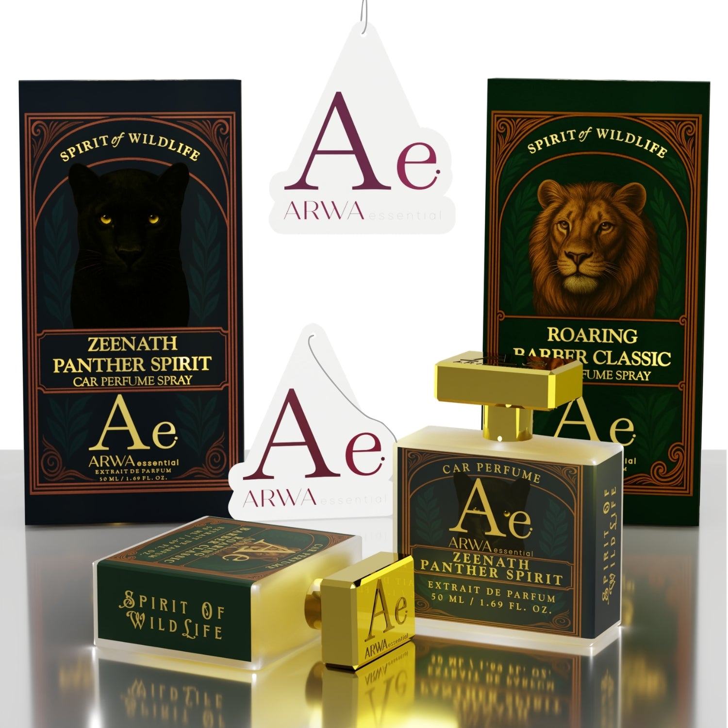 Zeenath Panther Spirit + Roaring Barber Classic Car Perfume Spray | 50ml Each