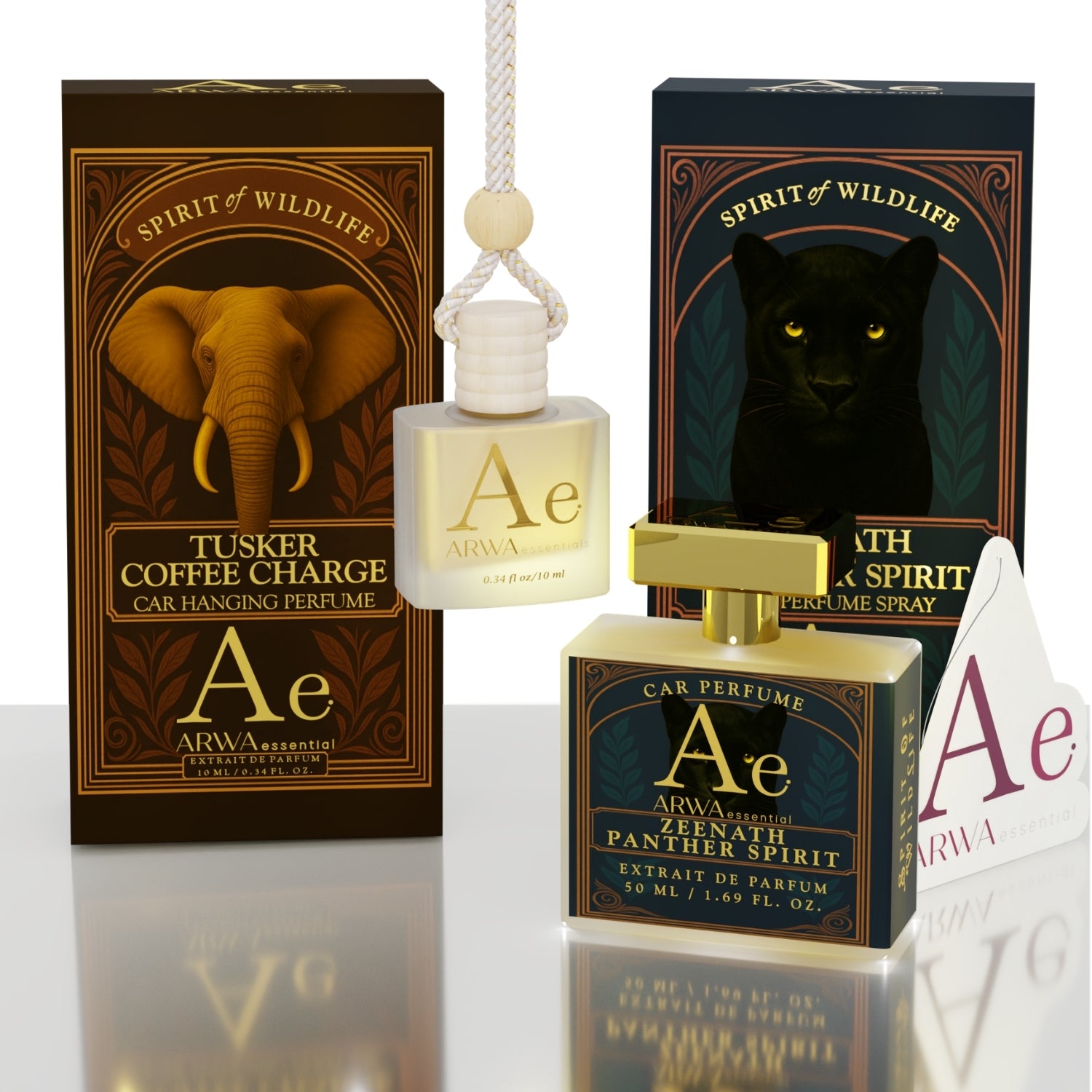 Tusker Coffee Charge Hanging Car Perfume 10ml + Zeenath Panther Spirit Car Perfume Spray 50ml