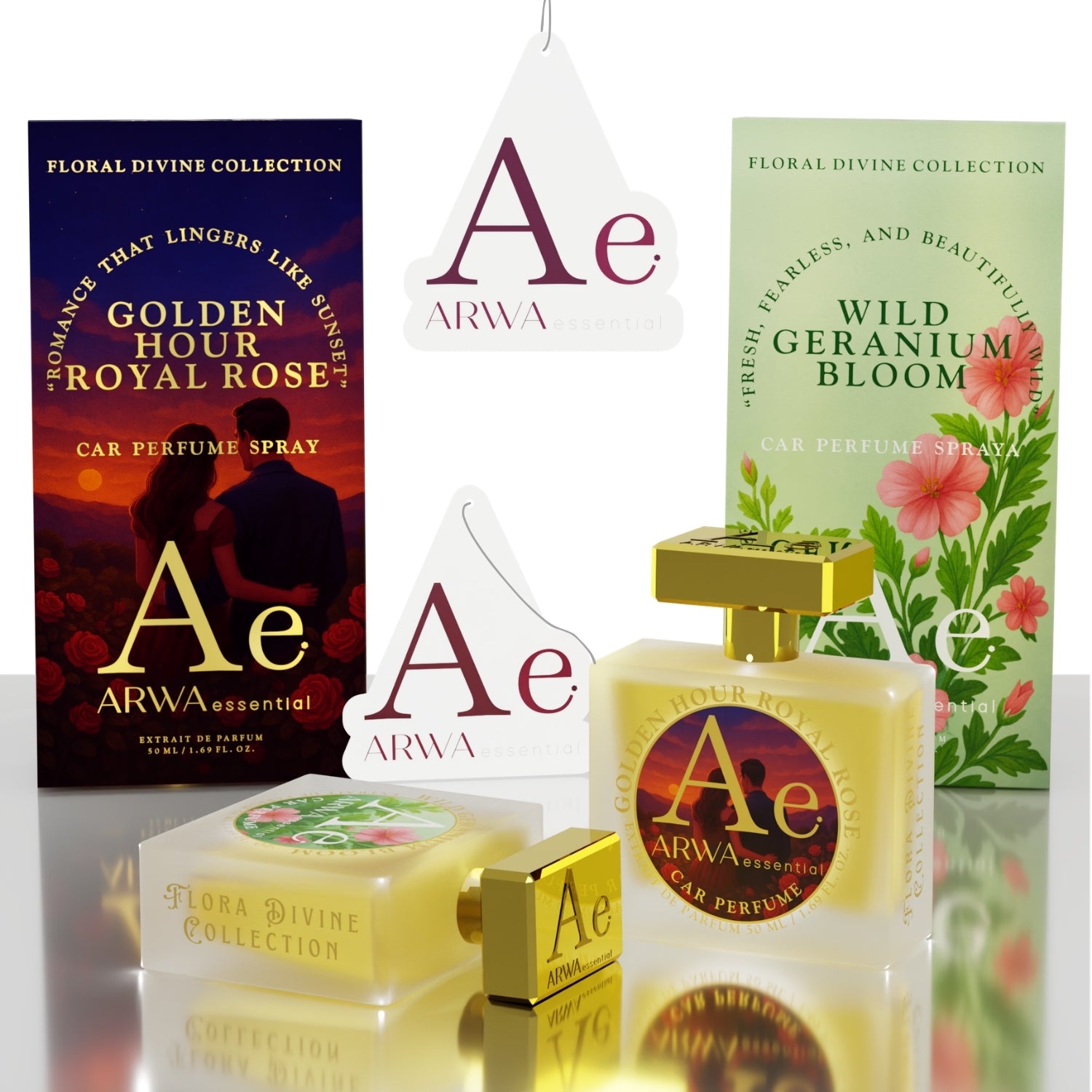 Golden Hour Royal Rose + Wild Geranium Bloom Car Perfume Spray | 50ml + 50ml