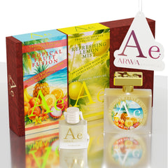 Luxe Citrus Breeze Hanging Car Perfume 10ml + Tropical Fruit Fusion Car Perfume Spray 50ml
