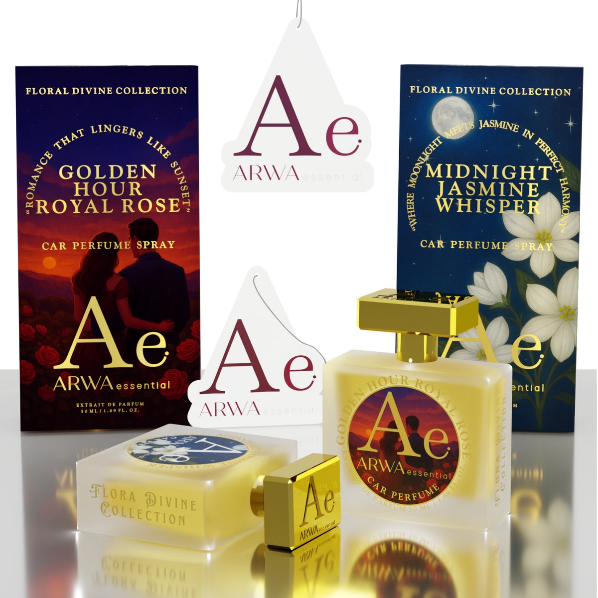 Golden Hour Royal Rose + Midnight Jasmine Whisper Car Perfume Spray | 50ml + 50ml