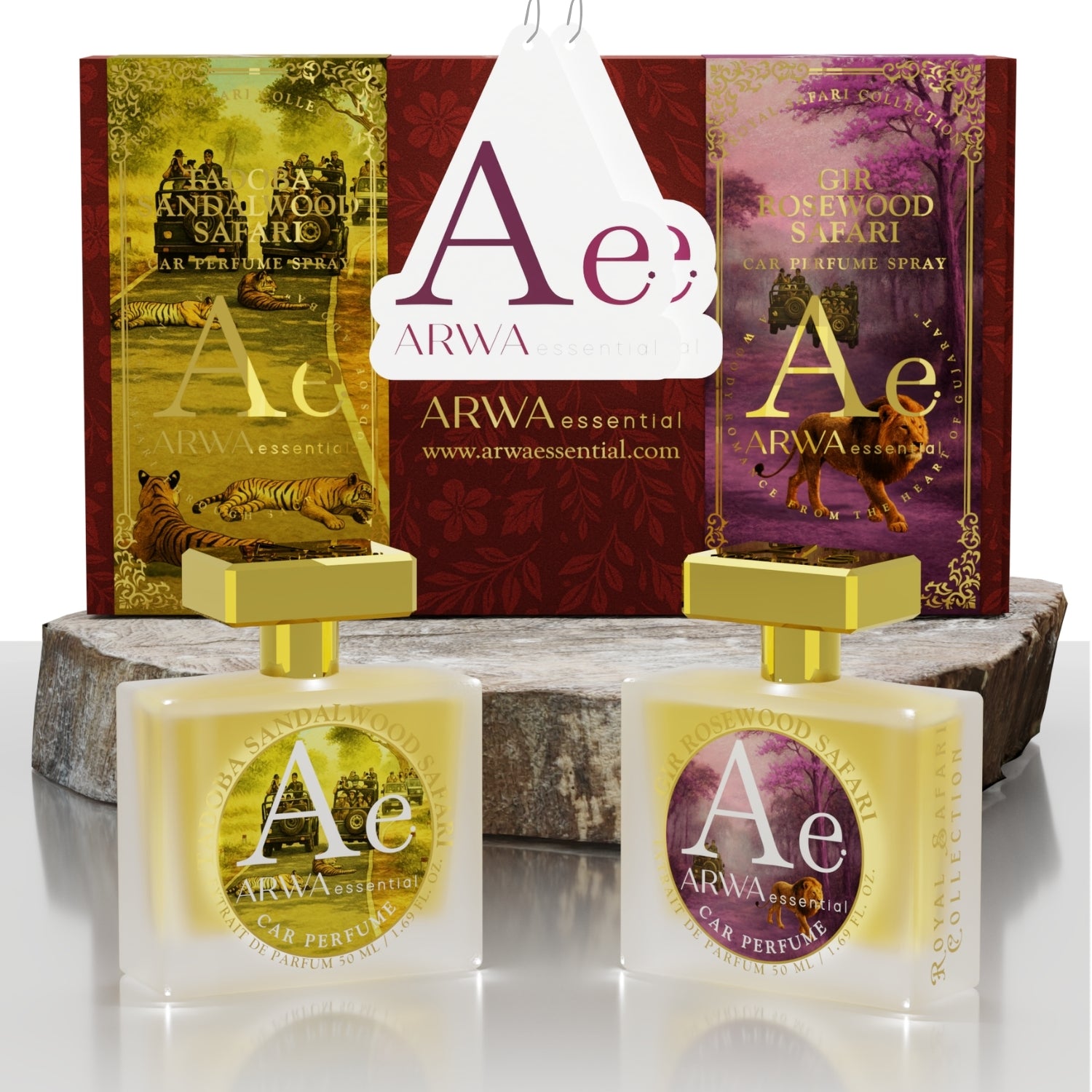 Gir Rosewood Safari + Tadoba Sandalwood Safari Car Perfume Spray | 50ml Each
