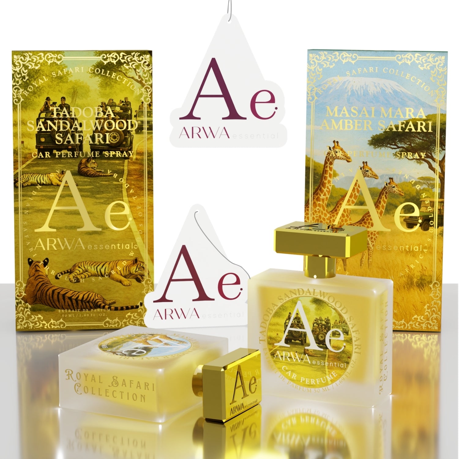 Masai Mara Amber Safari + Tadoba Sandalwood Safari Car Perfume Spray | 50ml Each
