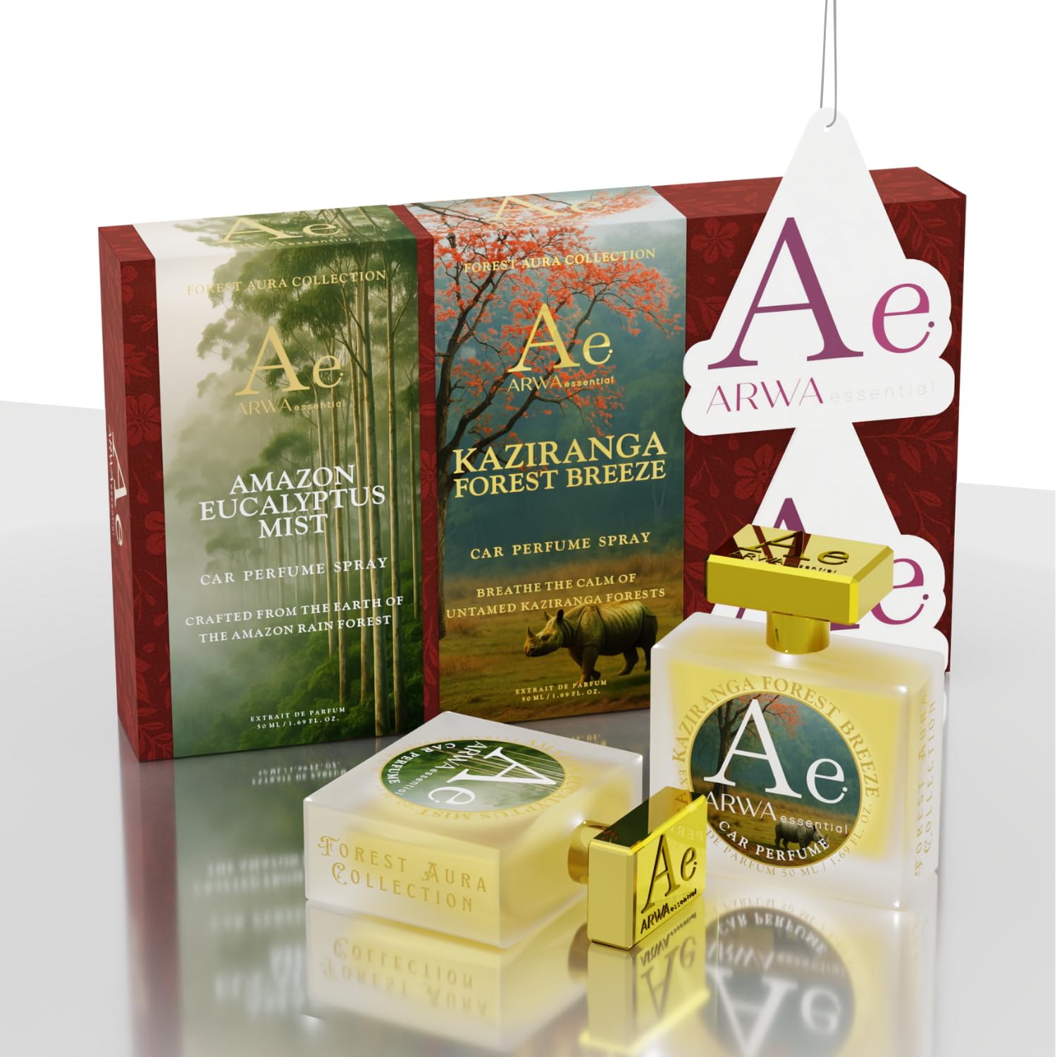 Amazon Eucalyptus Mist + Kaziranga Forest Breeze Car Perfume Spray | 50ml × 2