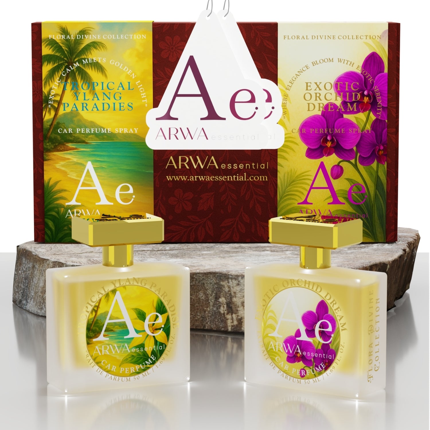 Tropical Ylang Paradise + Exotic Orchid Dream Car Perfume Spray | 50ml + 50ml