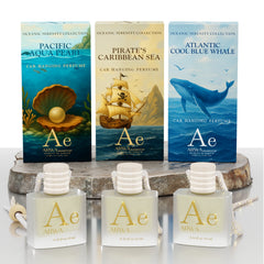 Pacific Aqua Pearl + Atlantic Cool Blue Whale + Pirate’s Caribbean Sea Hanging Car Perfume | 10ml Each
