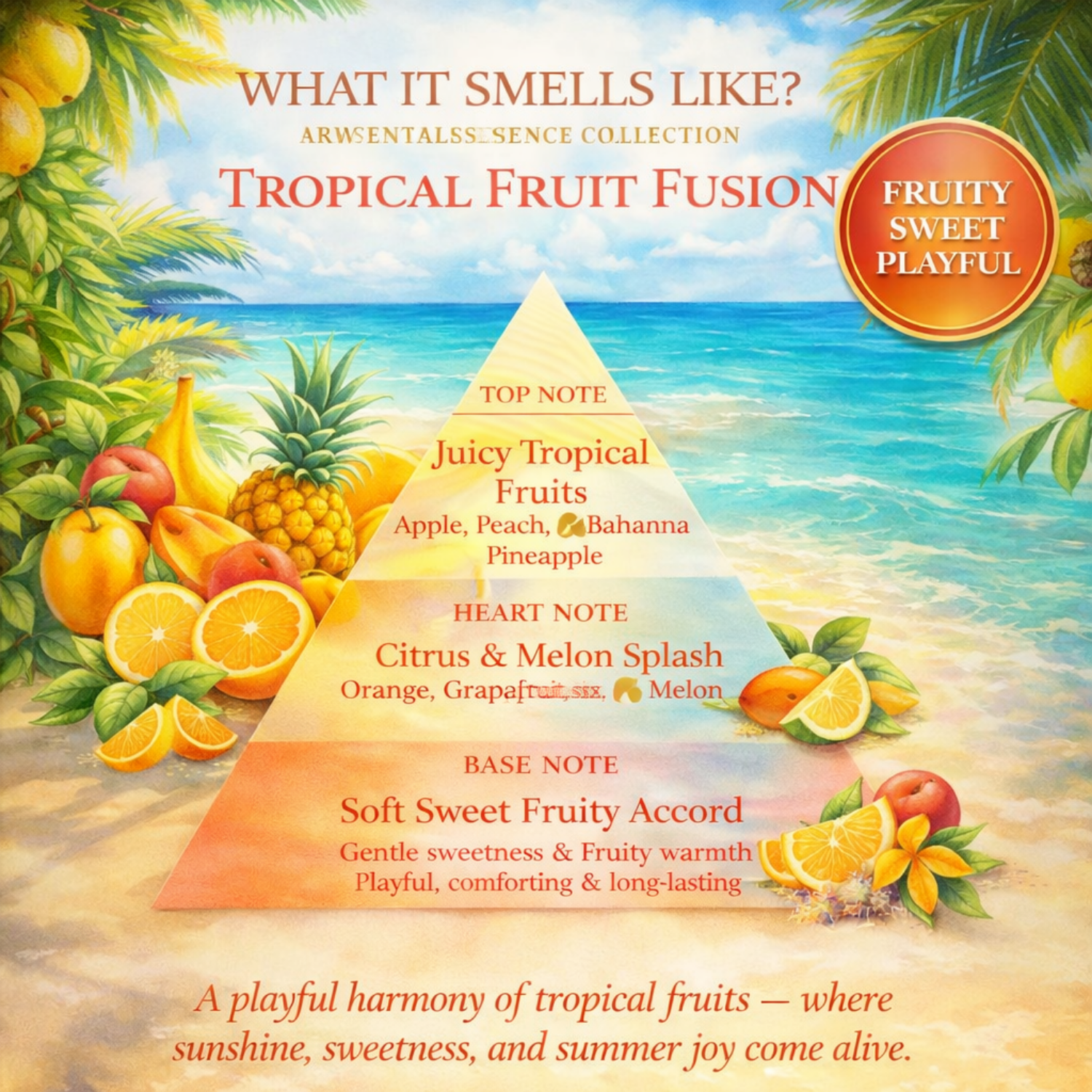 ARWA essential Luxe Citrus Breeze Hanging Car Perfume 10ml + Tropical Fruit Fusion Car Perfume Spray 50ml | Premium Citrus & Fruity Car Fragrance | Luxury Car Perfume Combo